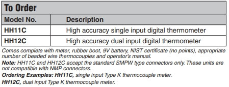 OMEGA奥米佳 HH11C, HH12C 0.1%精确度手持式温度计|单通道和双通道机型参数